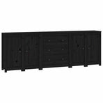 Sideboard Black 230x35x80 cm Solid Wood Pine