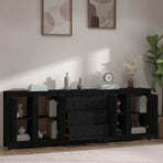 Sideboard Black 230x35x80 cm Solid Wood Pine