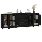 Sideboard Black 230x35x80 cm Solid Wood Pine