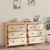 Sideboard 140x35x80 cm Solid Wood Pine - Side View