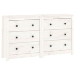 Sideboard White 140x35x80 cm Solid Wood Pine
