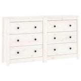 Sideboard White 140x35x80 cm Solid Wood Pine - Front View