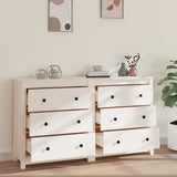 Sideboard White 140x35x80 cm Solid Wood Pine - Side View