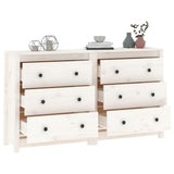 Sideboard White 140x35x80 cm Solid Wood Pine - Top-Down View