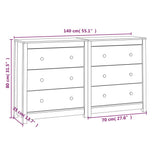 Sideboard White 140x35x80 cm Solid Wood Pine