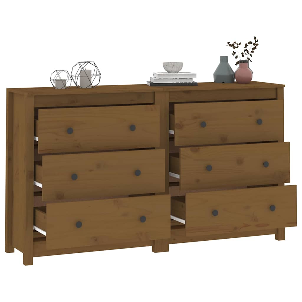 Sideboard Honey Brown 140x35x80 cm Solid Wood Pine