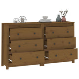 Sideboard Honey Brown 140x35x80 cm Solid Wood Pine