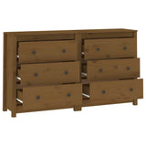 Sideboard Honey Brown 140x35x80 cm Solid Wood Pine - 45-Degree Angle