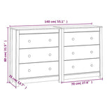 Sideboard Honey Brown 140x35x80 cm Solid Wood Pine - Close-Up Angle