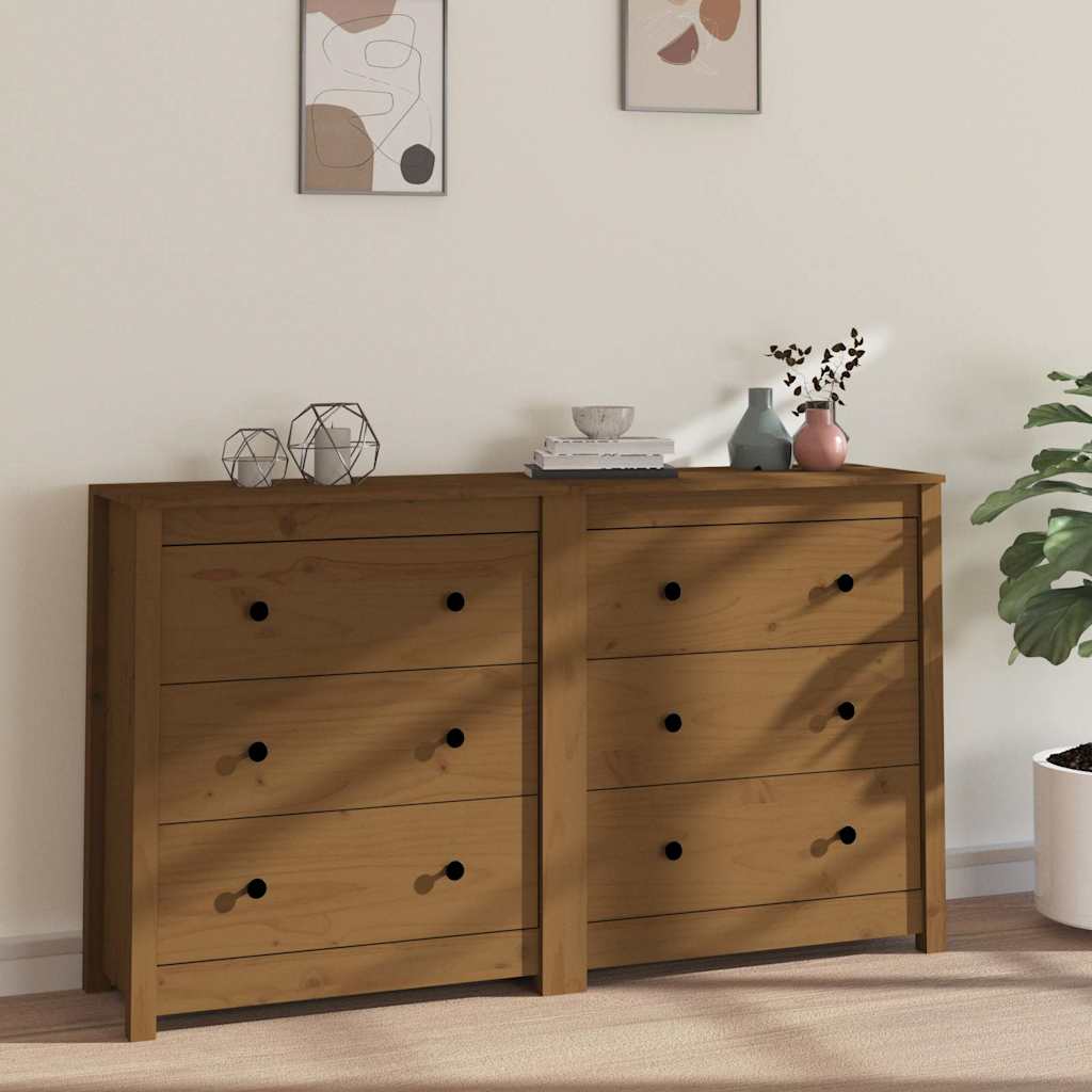 Sideboard Honey Brown 140x35x80 cm Solid Wood Pine