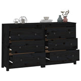 Sideboard Black 140x35x80 cm Solid Wood Pine - Top-Down View