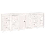 Sideboard White 230x35x80 cm Solid Wood Pine - Front View