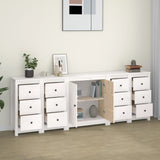 Sideboard White 230x35x80 cm Solid Wood Pine - Side View