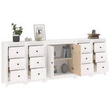 Sideboard White 230x35x80 cm Solid Wood Pine - Top-Down View