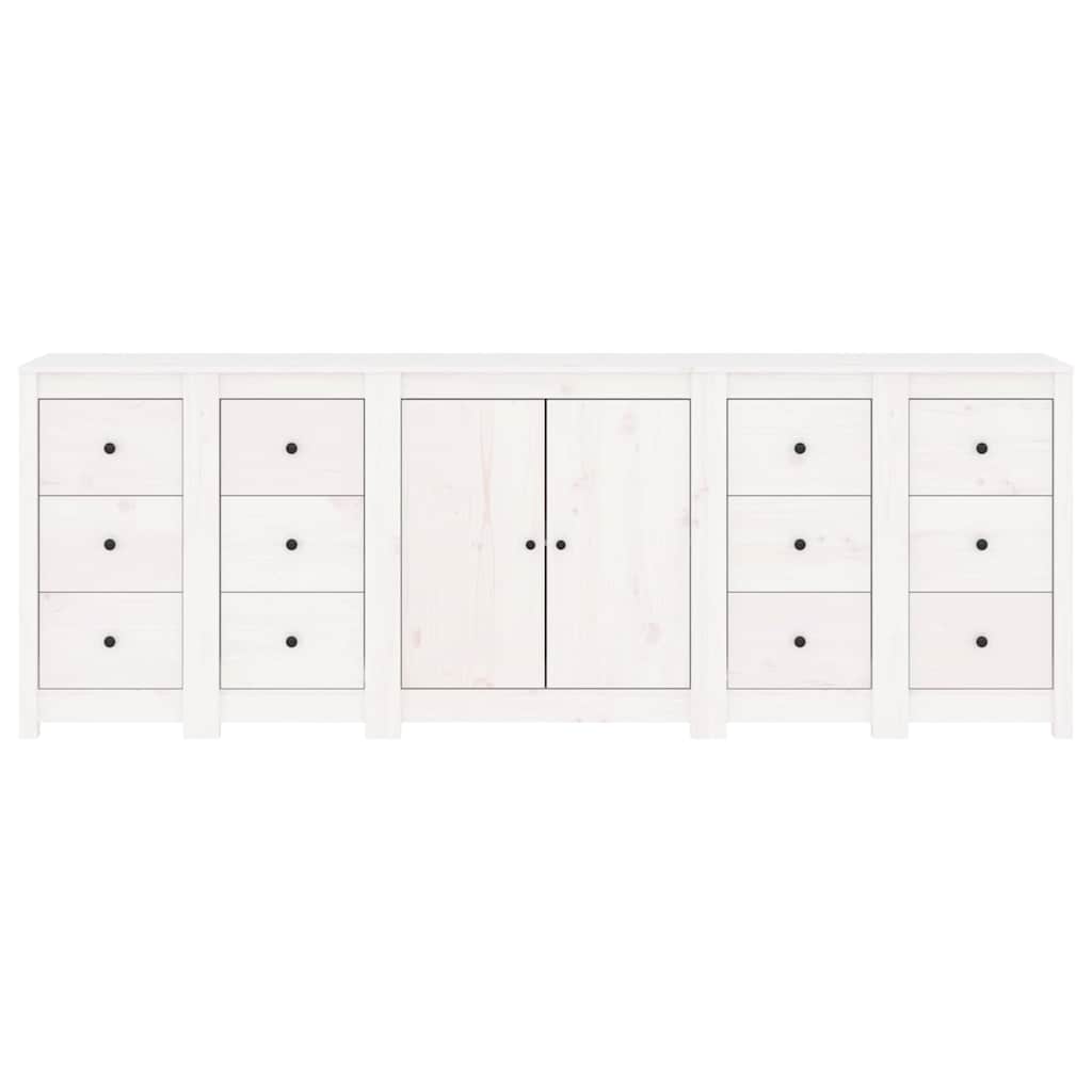 Sideboard White 230x35x80 cm Solid Wood Pine