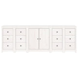 Sideboard White 230x35x80 cm Solid Wood Pine - 45-Degree Angle