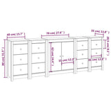 Sideboard White 230x35x80 cm Solid Wood Pine