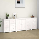 Sideboard White 230x35x80 cm Solid Wood Pine