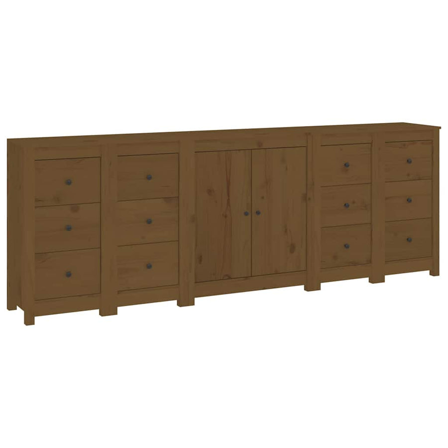 Sideboard Honey Brown 230x35x80 cm Solid Wood Pine