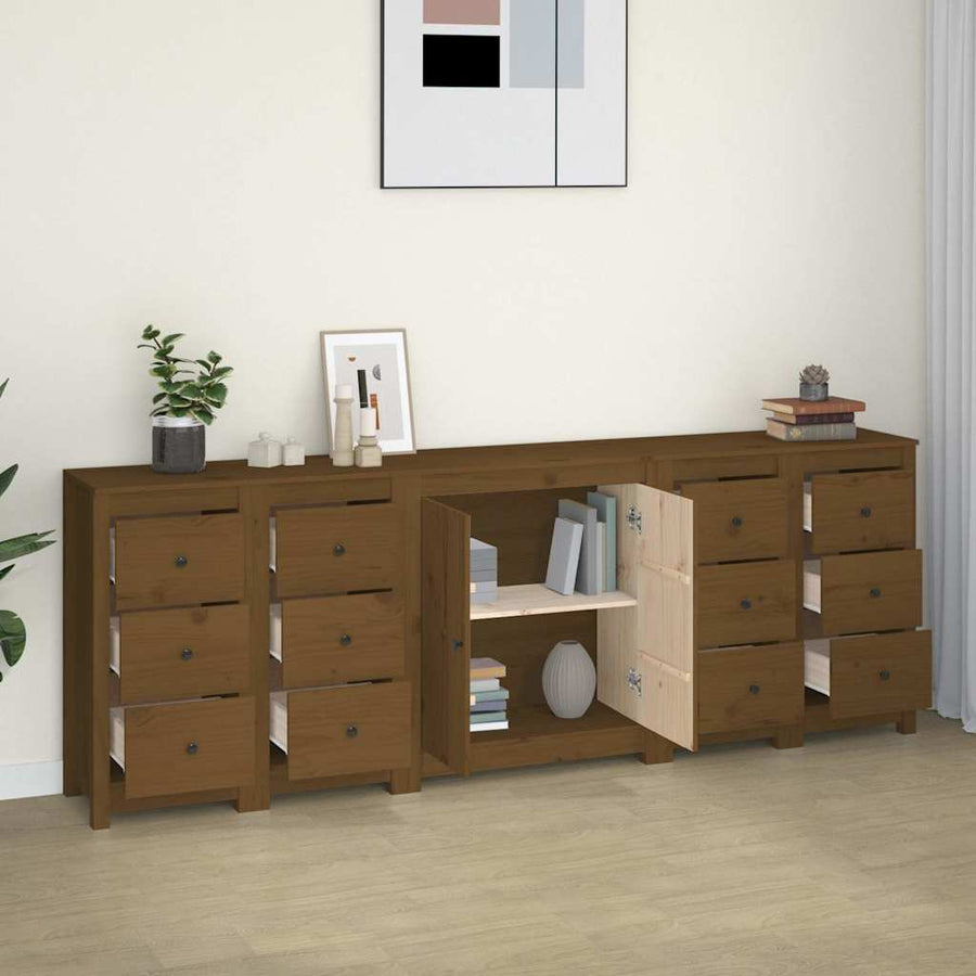 Sideboard Honey Brown 230x35x80 cm Solid Wood Pine