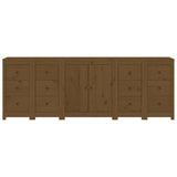 Sideboard Honey Brown 230x35x80 cm Solid Wood Pine - 45-Degree Angle