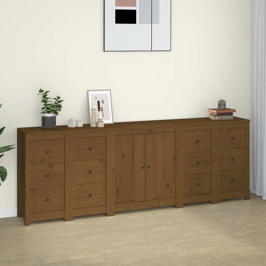 Sideboard Honey Brown 230x35x80 cm Solid Wood Pine