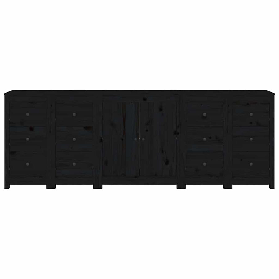Sideboard Black 230x35x80 cm Solid Wood Pine