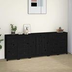 Sideboard Black 230x35x80 cm Solid Wood Pine