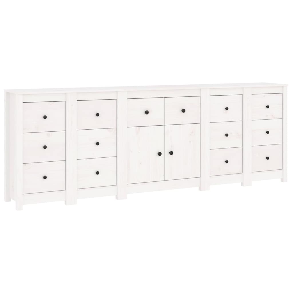 Sideboard White 230x35x80 cm Solid Wood Pine