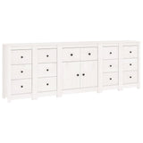 Sideboard White 230x35x80 cm Solid Wood Pine - Front View