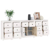 Sideboard White 230x35x80 cm Solid Wood Pine - Top-Down View