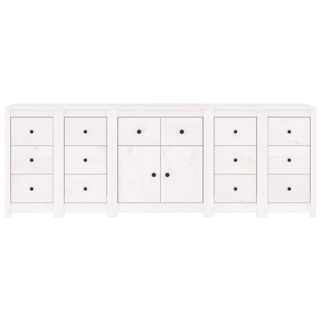 Sideboard White 230x35x80 cm Solid Wood Pine