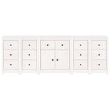 Sideboard White 230x35x80 cm Solid Wood Pine - 45-Degree Angle