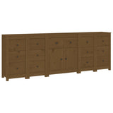 Sideboard Honey Brown 230x35x80 cm Solid Wood Pine - Front View