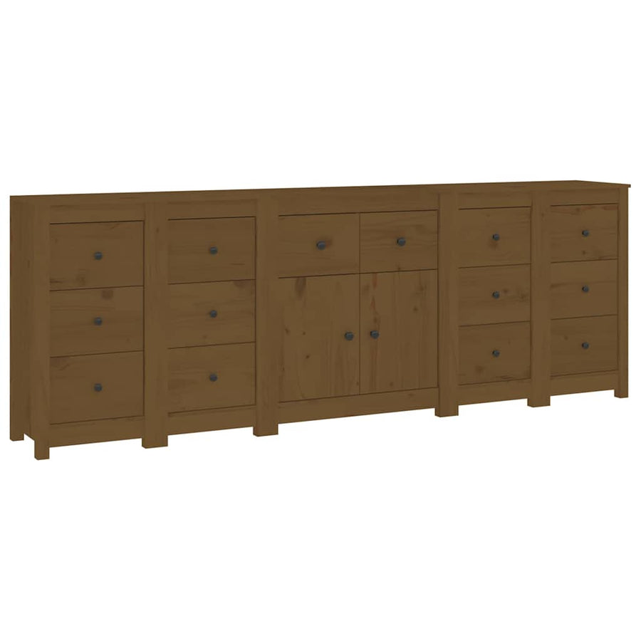 Sideboard Honey Brown 230x35x80 cm Solid Wood Pine