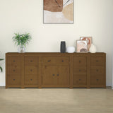 Sideboard Honey Brown 230x35x80 cm Solid Wood Pine - Side View