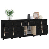 Sideboard Black 230x35x80 cm Solid Wood Pine - Top-Down View