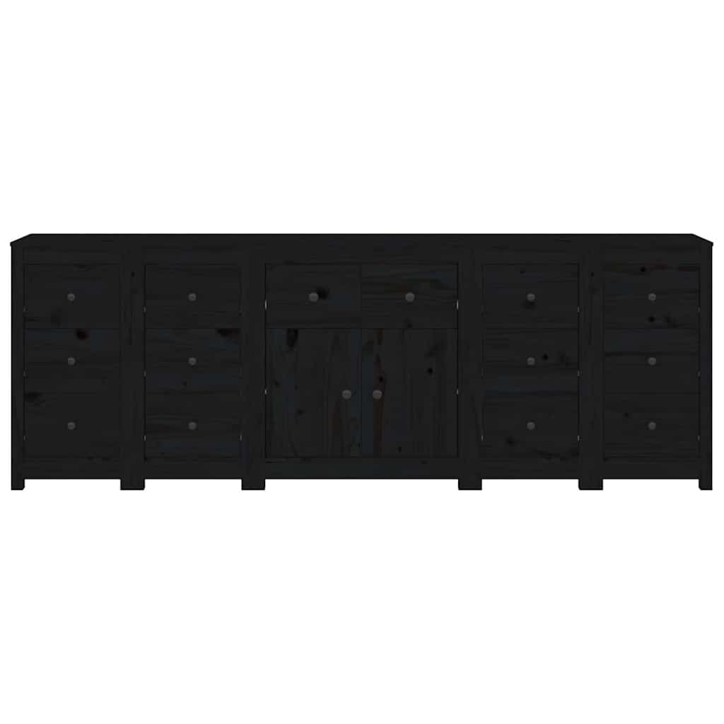 Sideboard Black 230x35x80 cm Solid Wood Pine