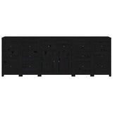 Sideboard Black 230x35x80 cm Solid Wood Pine - 45-Degree Angle