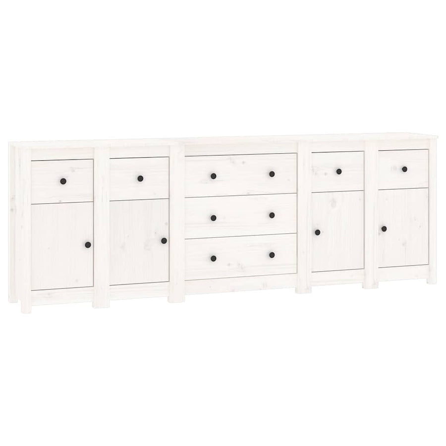 Sideboard White 230x35x80 cm Solid Wood Pine