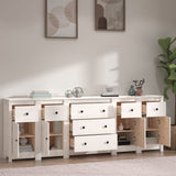 Sideboard White 230x35x80 cm Solid Wood Pine - Side View
