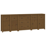 Sideboard Honey Brown 230x35x80 cm Solid Wood Pine - Front View