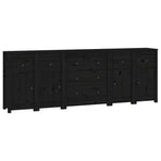Sideboard Black 230x35x80 cm Solid Wood Pine