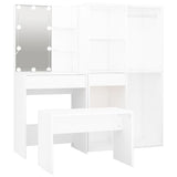 Dressing Table Set with LED White Engineered Wood - Front View