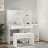 Dressing Table Set with LED White Engineered Wood - Top-Down View