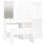 Dressing Table Set with LED White Engineered Wood - Rear View