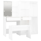 Dressing Table Set with LED White Engineered Wood - Close-Up Angle