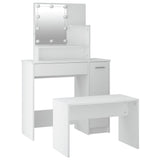 Dressing Table Set with LED White Engineered Wood - Top-Down View