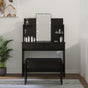 Dressing Table Set with LED Black Engineered Wood