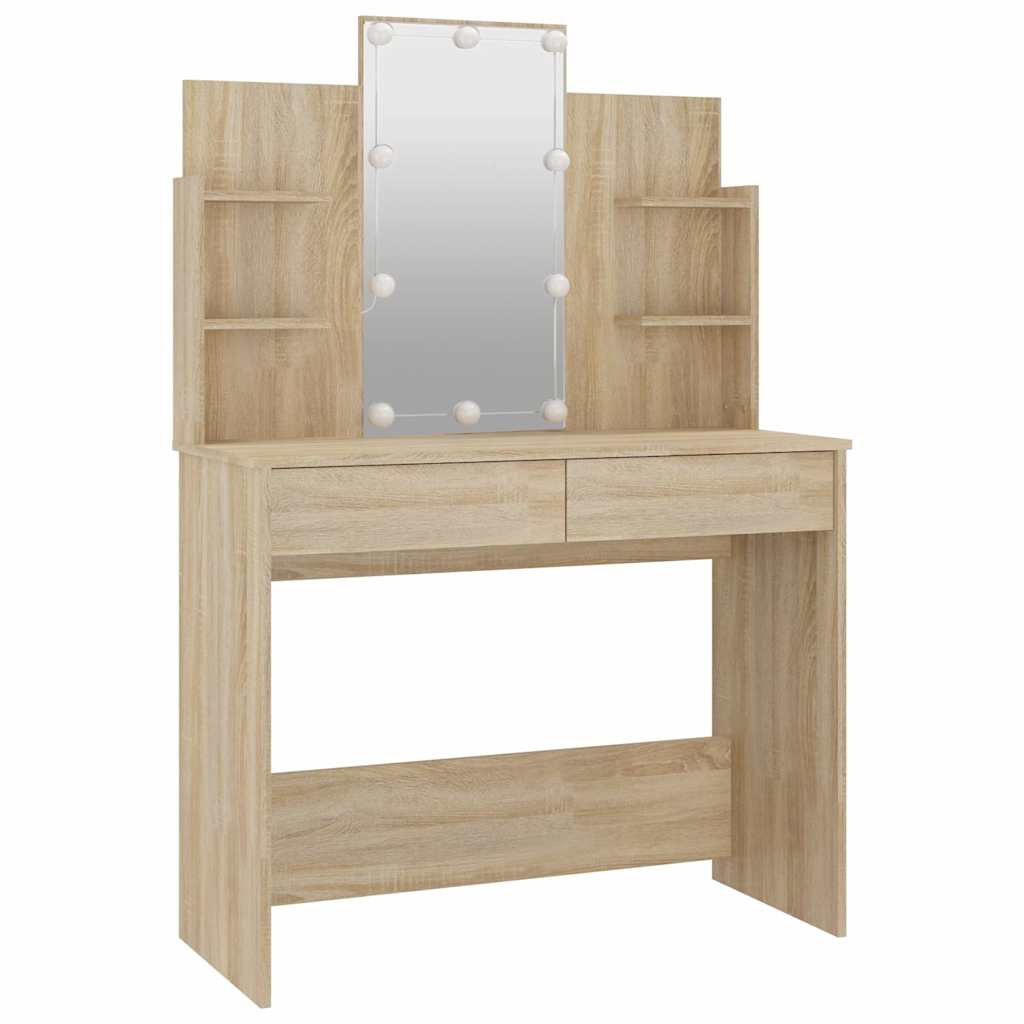 Dressing Table Set with LED Sonoma Oak Engineered Wood